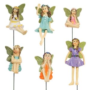 Beruyu 6 Pieces Fairy Garden Accessories, Fairy Garden Miniature Fairies Figurines for Mini Garden Lawn and Potted Plants Decoration