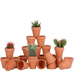24pcs small mini clay pots, 2.5” terracotta pot clay ceramic pottery planter, cactus flower terra cotta pots, succulents nursery pots, with drainage hole, for indoor/outdoor plants, crafts,wedding