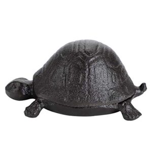 juxyes turtle cast iron key hider outside spare door key box outdoor small garden statues ornament, turtle indoor decoration jewelry trinkets box for key, ear studs, ring, paper clip