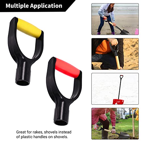 MroMax 2Pcs Shovel D Grip Handle, 1-1/4" Inner Diameter 32mm PVC Spade Snow Shovel Replacement Handle Garden Accessories for Digging Raking Gardening Tool Camp Shovel Garden Shovel