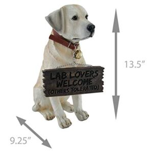 Labrador Retriever Garden Welcome Statue Reversible Sign Don't Stop Retrievin