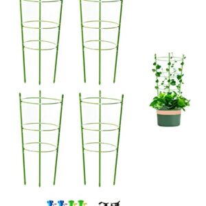 4 Pack Garden Plant Support Tomato Cage, Upgrade 18" Trellis for Climbing Plants, Plant Trellis Kits with 4 Self Watering Spikes and 20 Plant Clips (18")