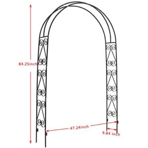 DOEWORKS Garden Arch,Garden Arbor for Various Climbing Plant, Outdoor Garden Lawn Backyard, 3' 11''Wide x 7' High, Black