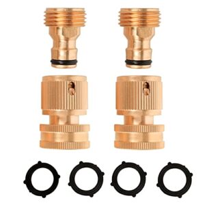 winmien heavy duty brass garden hose quick connect fittings，water hose connectors 3/4 inch ght female and male (2 sets)