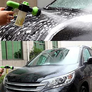 BORDSTRACT Garden Hose Nozzle, Soap Dispenser Bottle, 8 Spray Patterns, High Pressure Hose Foam Sprayer For Watering Plants, Cleaning,Car Wash And Showering Pet (Green)
