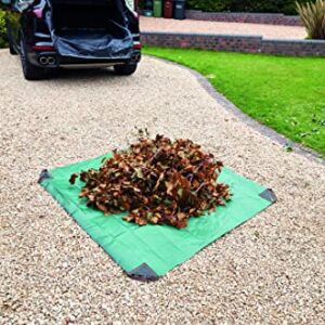 Bosmere Yard Waste Tarp, Heavy Duty Garden Tarp with Reinforced Corner Handles, UV Resistant Coating, 60-inch x 60-inch, Green