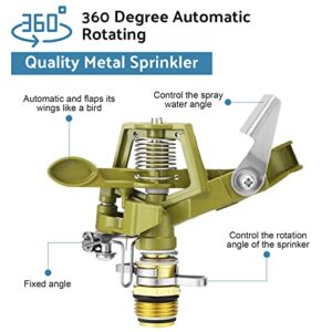 Zinc Alloy Garden Sprinklers 360 Degree Automatic Rotating Lawn Sprinkler with Water Stop Rings Adjustable Pulsating Sprinklers Yard Sprinkler Water Sprinklers for Yard Lawn Grass Irrigation (8)