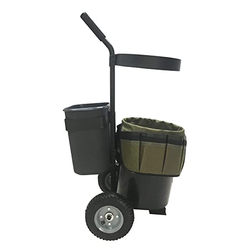 biosp Garden Carts Heavy Duty Rolling Lawn Yard Mobile Gardening Trolley Wheeled with 5 Gallon Bucket Oxford Bag Tool Organizer Storage