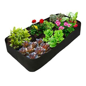 ASSR Fabric Raised Garden Bed, 135 Gallon 8 Holes Rectangle Breathable Planting Container Grow Bag Planter Pot for Plants, Flowers and Vegetables