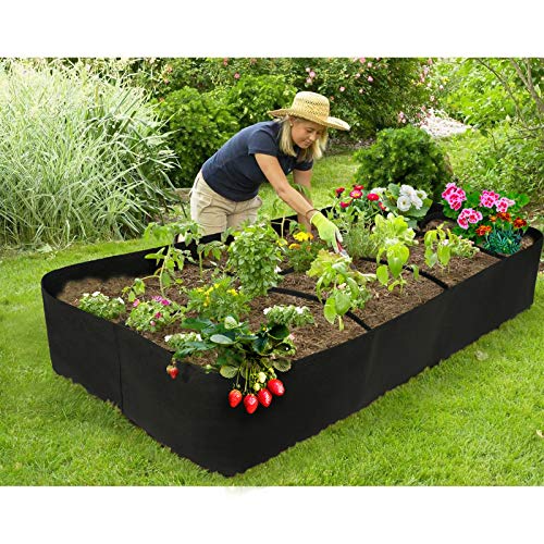 ASSR Fabric Raised Garden Bed, 135 Gallon 8 Holes Rectangle Breathable Planting Container Grow Bag Planter Pot for Plants, Flowers and Vegetables