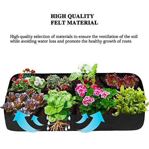 ASSR Fabric Raised Garden Bed, 135 Gallon 8 Holes Rectangle Breathable Planting Container Grow Bag Planter Pot for Plants, Flowers and Vegetables