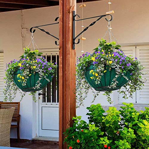 Amagabeli Hanging Plants Bracket 10'' Wall Planter Hooks Hangers Flower Pot Bird Feeder Wind Chime Lanterns Patio Lawn Garden for Shelf Shelves Fence Screw Mount against Door Arm Hardware