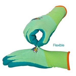 GLOSAV 3 Pairs Kids Gardening Gloves for Age 7-8, Childrens Garden Glove for Toddlers Yard Work, Non Slip, Flexible (Small for 7, 8 Year Old)