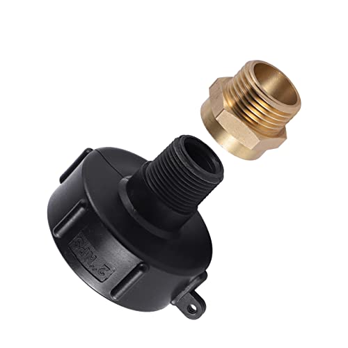 FOGWOWO IBC Tote Drain Adapter 2" NPS Thread x 3/4" Male Water Tank Adapter with 3/4" BSP Female x 3/4" GHT Male Pipe Connector IBC Tote Fittings Garden Hose Faucet Valve Fittings