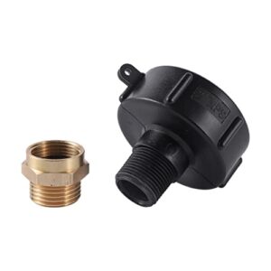 FOGWOWO IBC Tote Drain Adapter 2" NPS Thread x 3/4" Male Water Tank Adapter with 3/4" BSP Female x 3/4" GHT Male Pipe Connector IBC Tote Fittings Garden Hose Faucet Valve Fittings