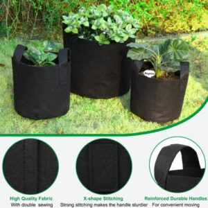 JERIA 16-Pack 5 Gallon Grow Bags, Heavy Duty Thickened Nonwoven Fabric Pots Container with Reinforced Handles, Vegetable/Flower/Plant Grow Pots Come with 16 Pcs Plant Labels