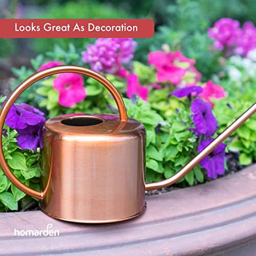 Homarden Copper Watering Can (40oz) - Small Watering Can for Indoor Plants, House Plant, Snake Plant, Terrarium Jar, Bonsai Pot and Flower Garden