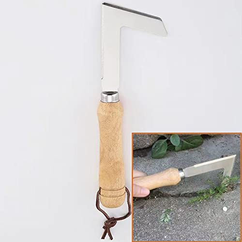 goldhik Crack Weeder, 8.7" Stainless Steel Crevice Weeding Sickle Manual Weeder Lawn Yard Garden Sidewalk Tool