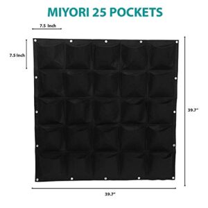 25 Pockets Vertical -Hanging Growing Bag Outdoor/Indoor Planter for Wall Garden Flower -Decor Fence Hanger with Wall Pockets Grow Planting Plant kit pots (25 Pockets, Black)