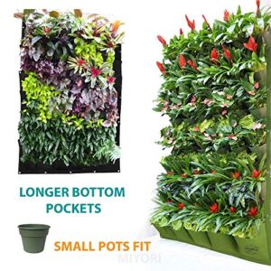 25 Pockets Vertical -Hanging Growing Bag Outdoor/Indoor Planter for Wall Garden Flower -Decor Fence Hanger with Wall Pockets Grow Planting Plant kit pots (25 Pockets, Black)