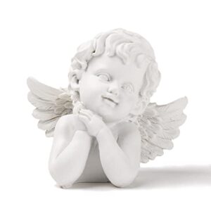 brabud resin white angle statue praying cherub statue indoor outdoor home garden wings angel decoration figurine collection 5.1” tqgjbs69