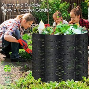 Compost Bin Outdoor, 250 Gallon Expandable Outdoor Composter with Garden Gloves, Easy Assembly Large Capacity Grid for Home Garder Lawn Fertile Soil Leaves and Grass