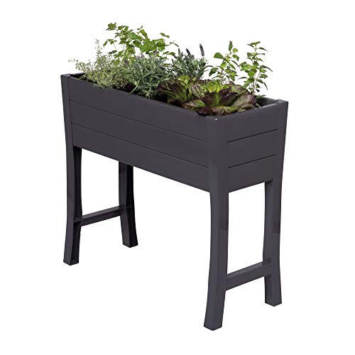 Nuvue Products 26021, 36" L x 15" W x 32" H, Polymer with Woodgrain Texture, Dark Gray Elevated Garden Box