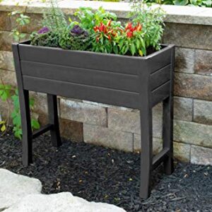 Nuvue Products 26021, 36" L x 15" W x 32" H, Polymer with Woodgrain Texture, Dark Gray Elevated Garden Box