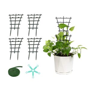 greenwish 4pcs 9x3inch mini plant trellis plastic garden plant support diy climbing trellis flower supports dark green