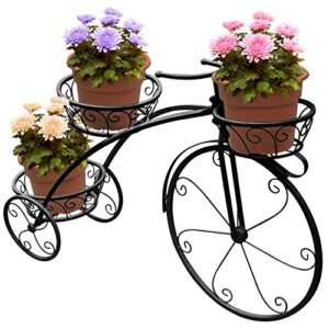 sorbus tricycle plant stand – flower pot cart holder – ideal for home, garden, patio – great gift for plant lovers, housewarming, mother’s day – parisian style (black)