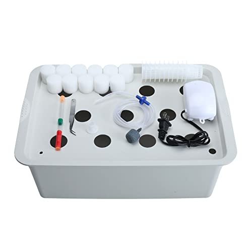 Xeternity-Made Indoor Hydroponic Grow Kit with Bubble Stone, 11 Sites (Holes) Bucket, Air Pump, Sponges - Best Indoor Herb Garden