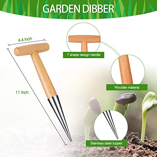 4 Pieces Hand Dibber Sowing Dispenser Set, Adjustable Garden Hand Tool Flower Sow Traditional Sets, Hand Bulbs Stainless Steel Dibbers