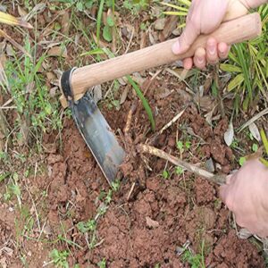 cdbz Hoe Garden Tool for Yard Heavy Duty Weed Removal Tool for loosening Soil, Weeding and Digging,15in Forged Hoe Stainless Steel Blade Head Wooden