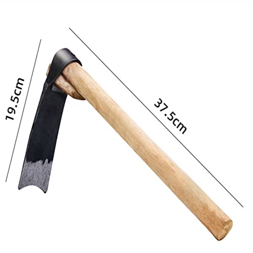 cdbz Hoe Garden Tool for Yard Heavy Duty Weed Removal Tool for loosening Soil, Weeding and Digging,15in Forged Hoe Stainless Steel Blade Head Wooden