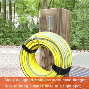 304 Stainless Steel Garden Hose Holder Hanger, EFFIET Heavy Duty Bird Feeder Stand Wall Mounted Hose Reel Rack Bracket Deco Hose Storage Hook, Holds 125-Feet of 5/8-Inch Hosepipe, extension cords