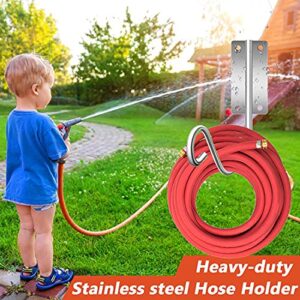 304 Stainless Steel Garden Hose Holder Hanger, EFFIET Heavy Duty Bird Feeder Stand Wall Mounted Hose Reel Rack Bracket Deco Hose Storage Hook, Holds 125-Feet of 5/8-Inch Hosepipe, extension cords