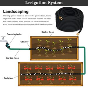 Soaker Hose 150 FT for Garden Beds 1/2 Inch,Solid Brass Connectors Rubber Longer Lasting Drip Irrigation Save 70% of Water Various Accessories Great for Lawn and Yard (150FT)