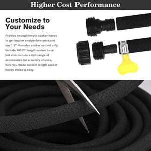 Soaker Hose 150 FT for Garden Beds 1/2 Inch,Solid Brass Connectors Rubber Longer Lasting Drip Irrigation Save 70% of Water Various Accessories Great for Lawn and Yard (150FT)