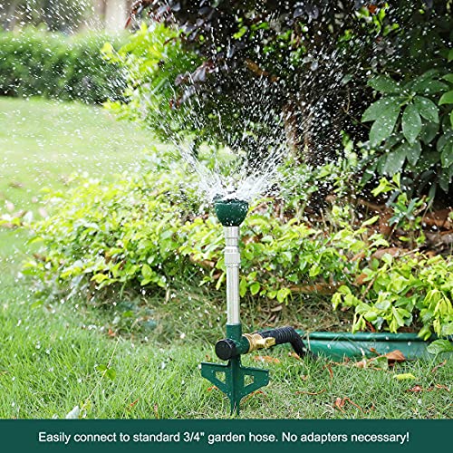 FANHAO Garden Lawn Sprinkler for Yard, 100% Metal Water Sprinkler with Heavy Duty Spike Base, 360 Degree Watering for Lawn, Nursery and Grass Irrigation, Kids Playtime