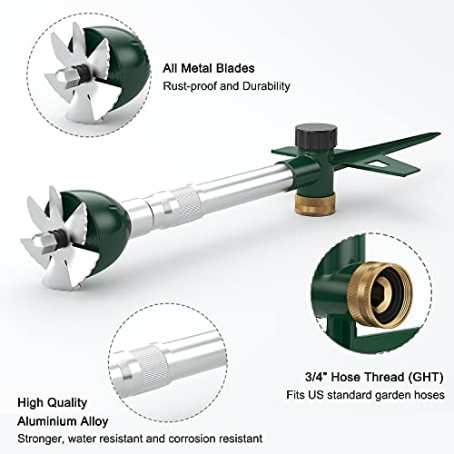 FANHAO Garden Lawn Sprinkler for Yard, 100% Metal Water Sprinkler with Heavy Duty Spike Base, 360 Degree Watering for Lawn, Nursery and Grass Irrigation, Kids Playtime