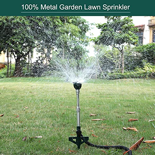 FANHAO Garden Lawn Sprinkler for Yard, 100% Metal Water Sprinkler with Heavy Duty Spike Base, 360 Degree Watering for Lawn, Nursery and Grass Irrigation, Kids Playtime