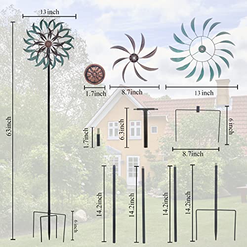 Stargarden Metal Wind Spinner,Two-Way Wind Sculptures,360 Degrees Kinetic Wind Spinners for Yard and Garden