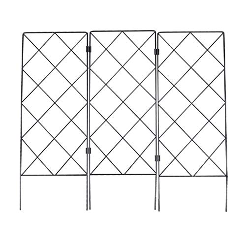 YARNOW Garden Trellis Plant Support for Climbing Foldable Vines and Flowers Stands Metal Wire Lattices Grid Panels for Ivy Rose Grape Cucumber Clematis Black