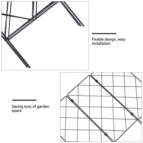 YARNOW Garden Trellis Plant Support for Climbing Foldable Vines and Flowers Stands Metal Wire Lattices Grid Panels for Ivy Rose Grape Cucumber Clematis Black