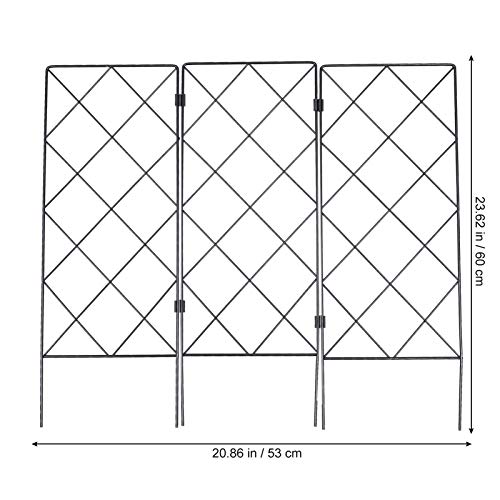 YARNOW Garden Trellis Plant Support for Climbing Foldable Vines and Flowers Stands Metal Wire Lattices Grid Panels for Ivy Rose Grape Cucumber Clematis Black