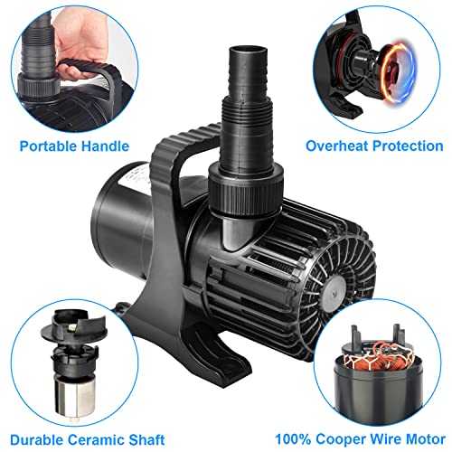 OYO WATER 1800 GPH Pond Pump Waterfall Pumps Submersible Outdoor Water Fountain Pump with Barrier Pump Bag 32.8FT POWER CORD