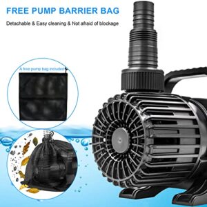 OYO WATER 1800 GPH Pond Pump Waterfall Pumps Submersible Outdoor Water Fountain Pump with Barrier Pump Bag 32.8FT POWER CORD