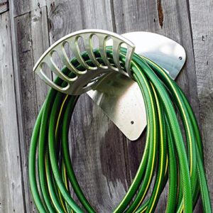 Kings County Tools 16" Cast Aluminum Hose Rack | Elegant Curved Design | Quality & Sturdy Material | Holds 100-Feet of 5/8” Hose | Single Piece Attachment