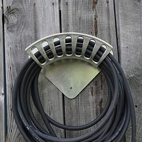 Kings County Tools 16" Cast Aluminum Hose Rack | Elegant Curved Design | Quality & Sturdy Material | Holds 100-Feet of 5/8” Hose | Single Piece Attachment