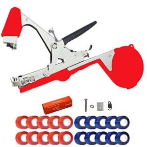 zfyoung plant tying machine taper tool garden plant tape tool for grapes, raspberries, tomatoes and vining vegetables, comes with 21rolls of tapes and 1 box of staple (red)
